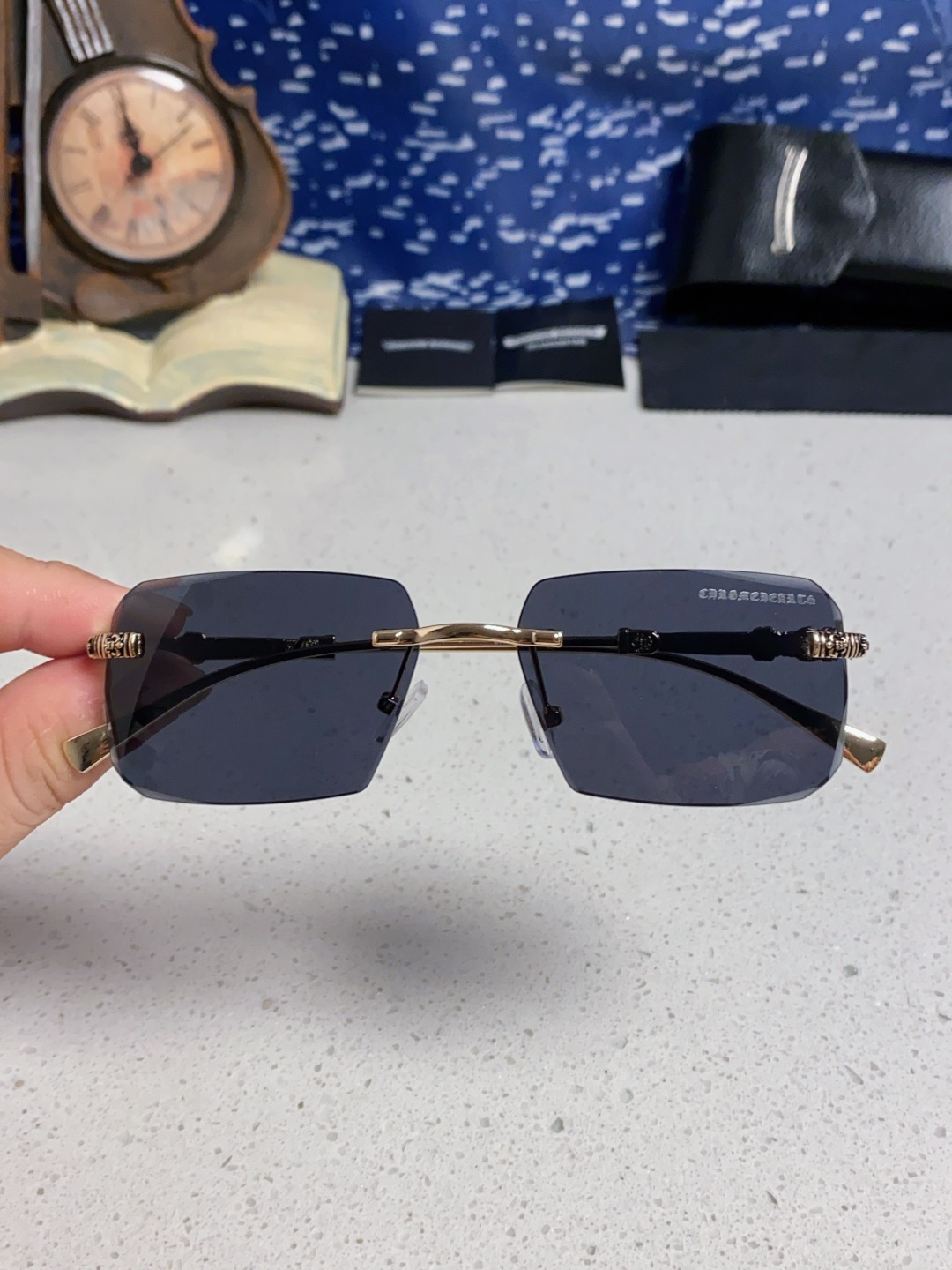 CHROME HEARTS クロムハーツ サングラス フレームレス オーバル型 メンズ レディース ブラック イタリア製 多色展開 - 画像 7