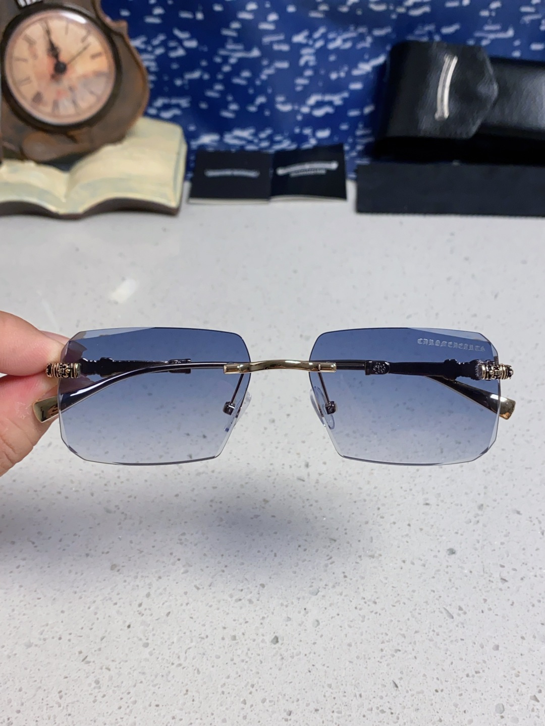 CHROME HEARTS クロムハーツ サングラス フレームレス メンズ レディース ブルーグラデーション 多色展開 - 画像 7