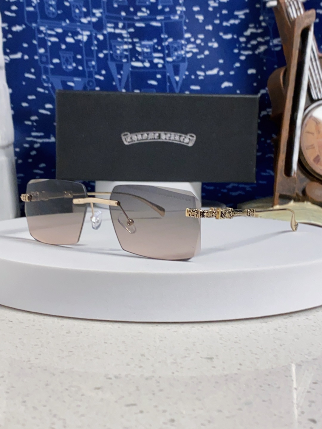 CHROME HEARTS クロムハーツ サングラス メンズ レディース フレームレス オーバル シルバー ブラック 多色展開