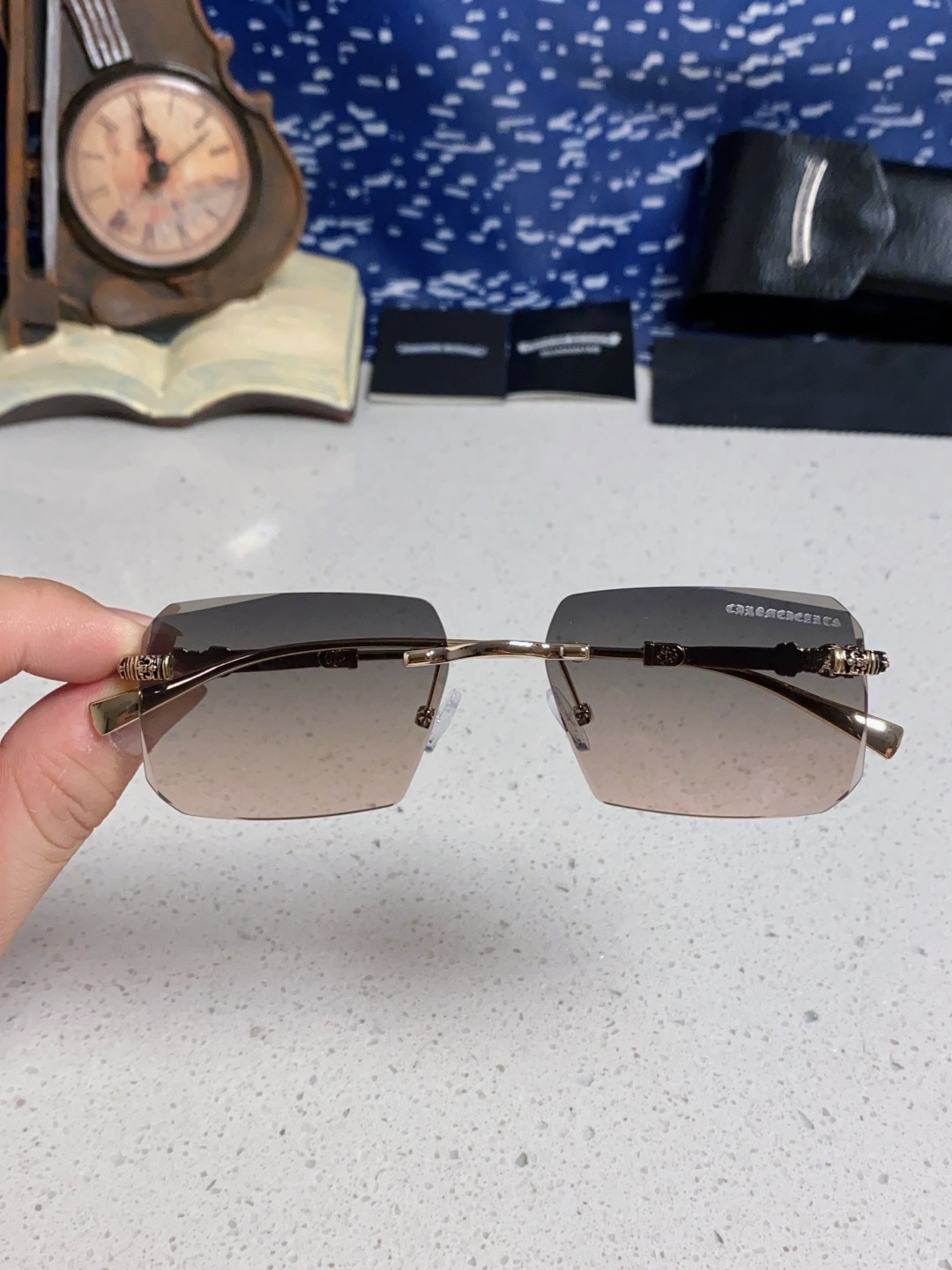 CHROME HEARTS クロムハーツ サングラス メンズ レディース フレームレス オーバル シルバー ブラック 多色展開 - 画像 7