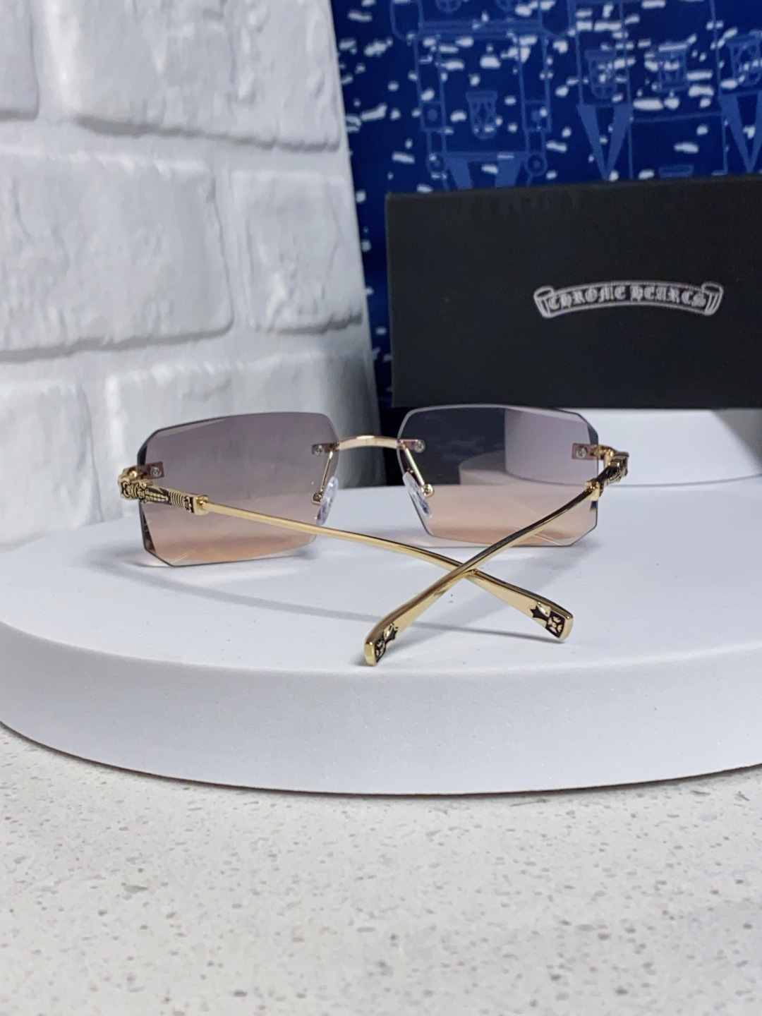 CHROME HEARTS クロムハーツ サングラス フレームレス 2025新作 オーバル型 レディース ブラウン 多色展開 - 画像 6