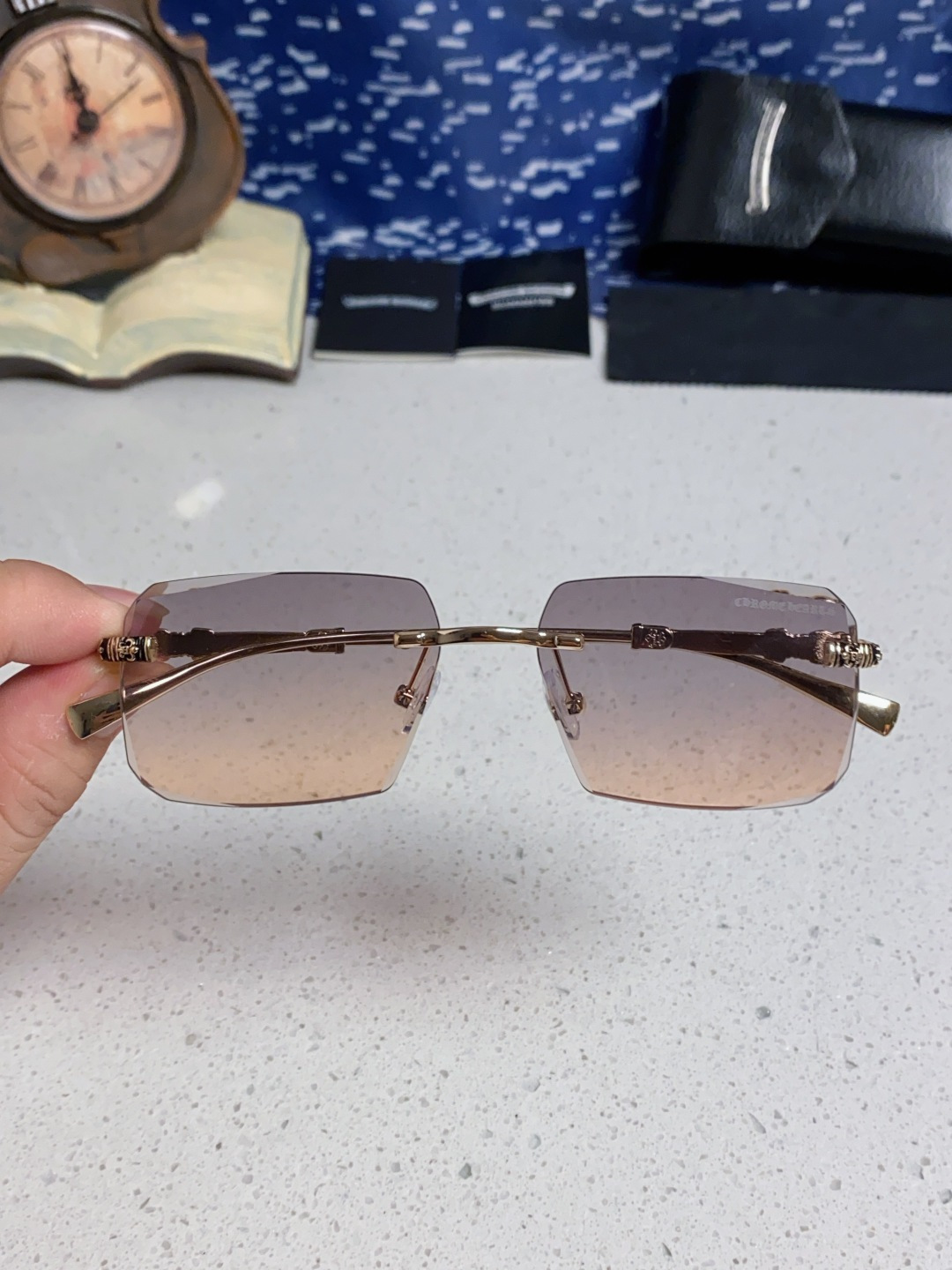 CHROME HEARTS クロムハーツ サングラス フレームレス 2025新作 オーバル型 レディース ブラウン 多色展開 - 画像 7