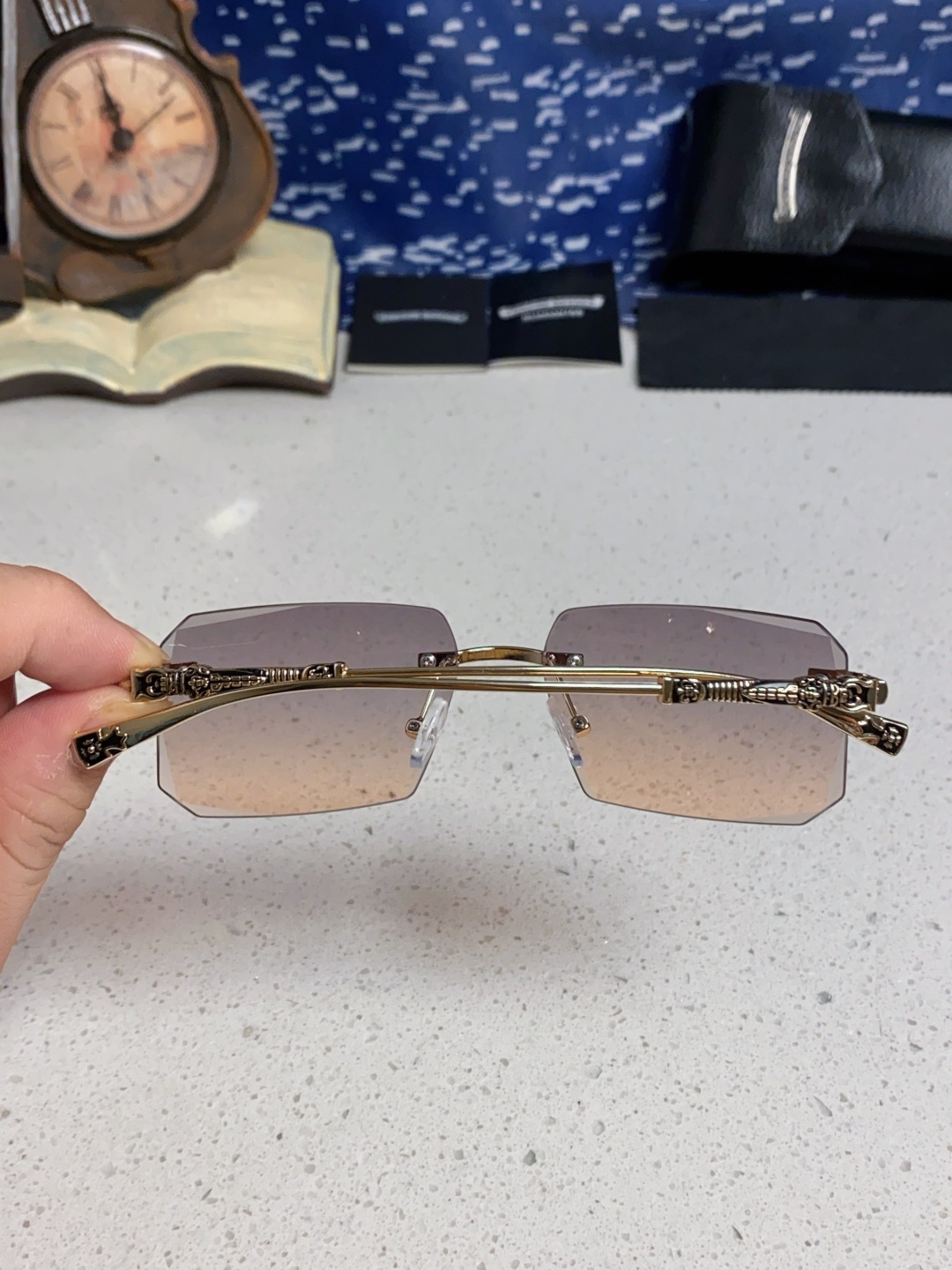 CHROME HEARTS クロムハーツ サングラス フレームレス 2025新作 オーバル型 レディース ブラウン 多色展開 - 画像 8