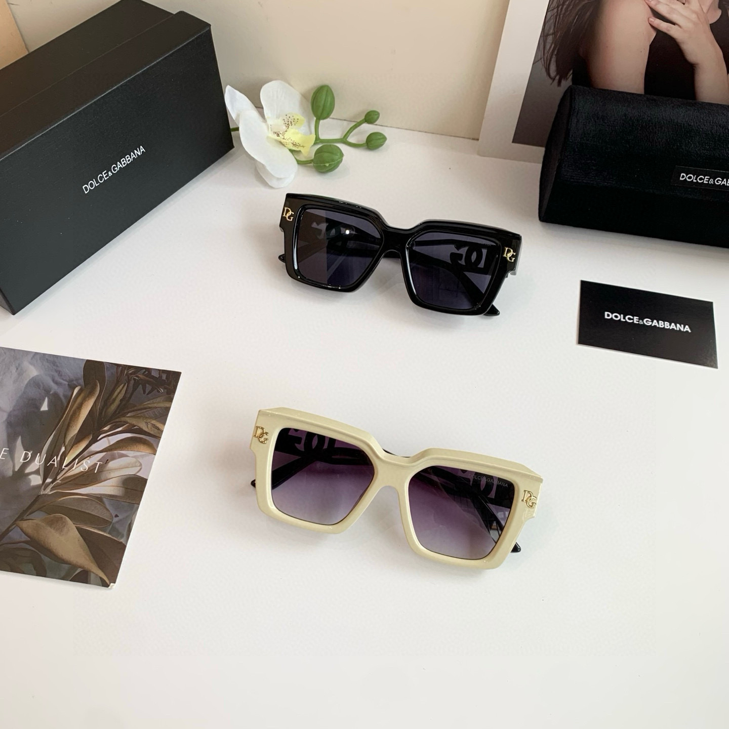 DOLCE&GABBANA ドルチェ&ガッバーナ サングラス メンズ レディース 大きめ フレーム グラデーション レンズ ブラック ホワイト 全2色 - 画像 2