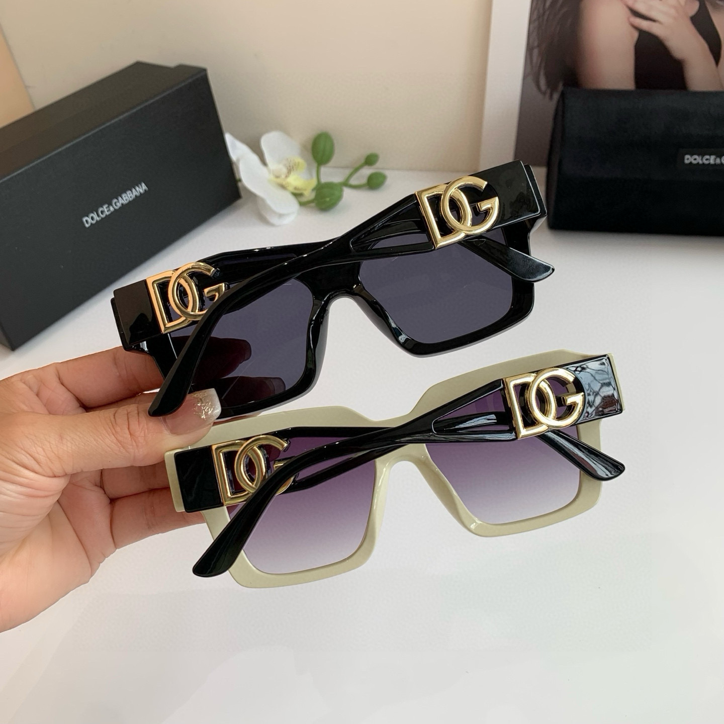 DOLCE&GABBANA ドルチェ&ガッバーナ サングラス メンズ レディース 大きめ フレーム グラデーション レンズ ブラック ホワイト 全2色 - 画像 5