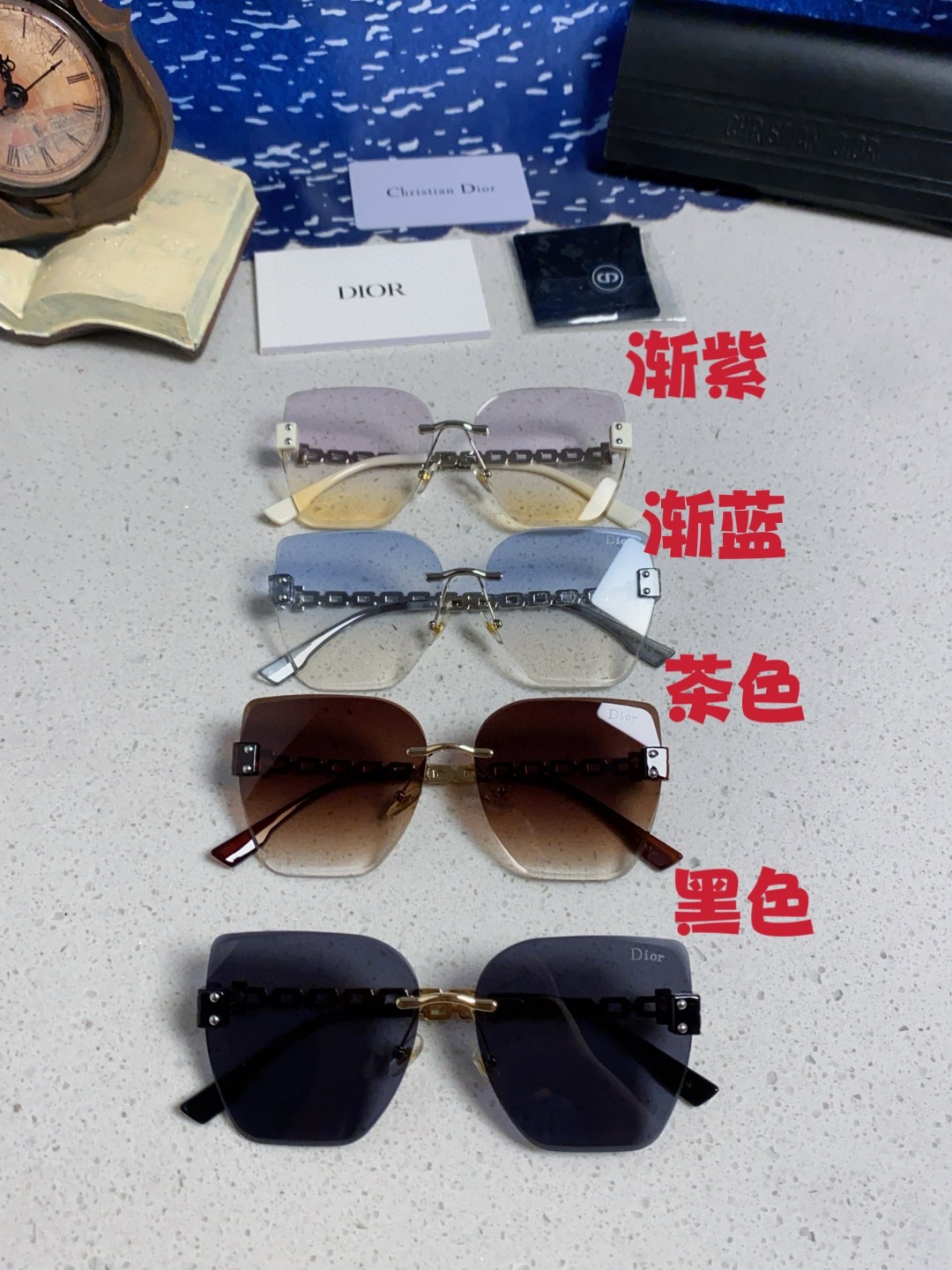 DIOR ディオール サングラス チェーンデザイン 大顔用 防紫外線 駐車場用 偏光 レディース 全4色 - 画像 4