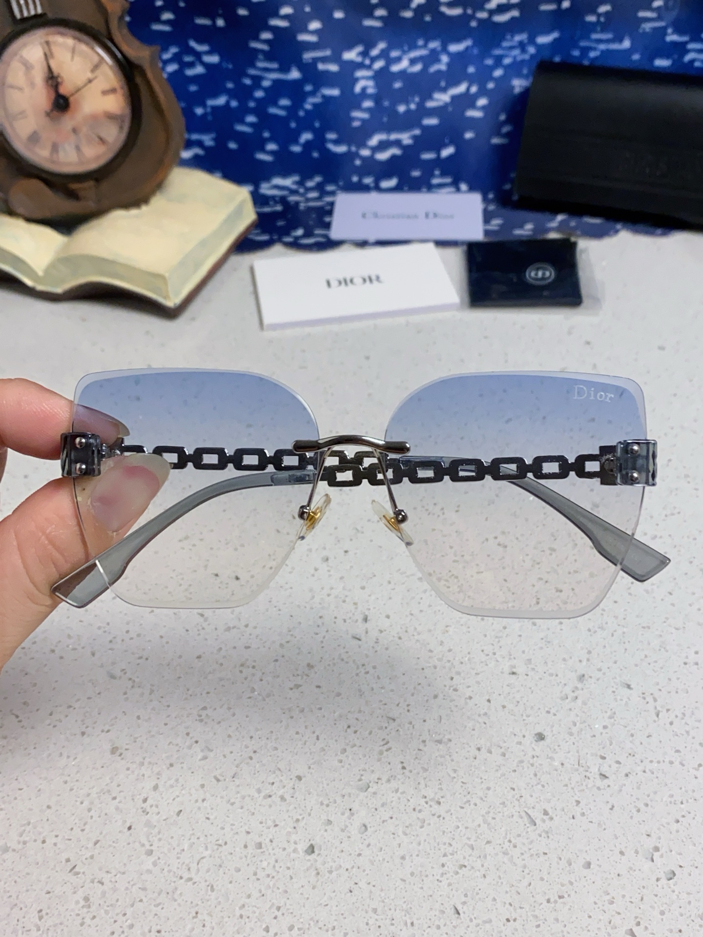 DIOR ディオール サングラス チェーンデザイン 大顔用 防紫外線 駐車場用 偏光 レディース 全4色 - 画像 7