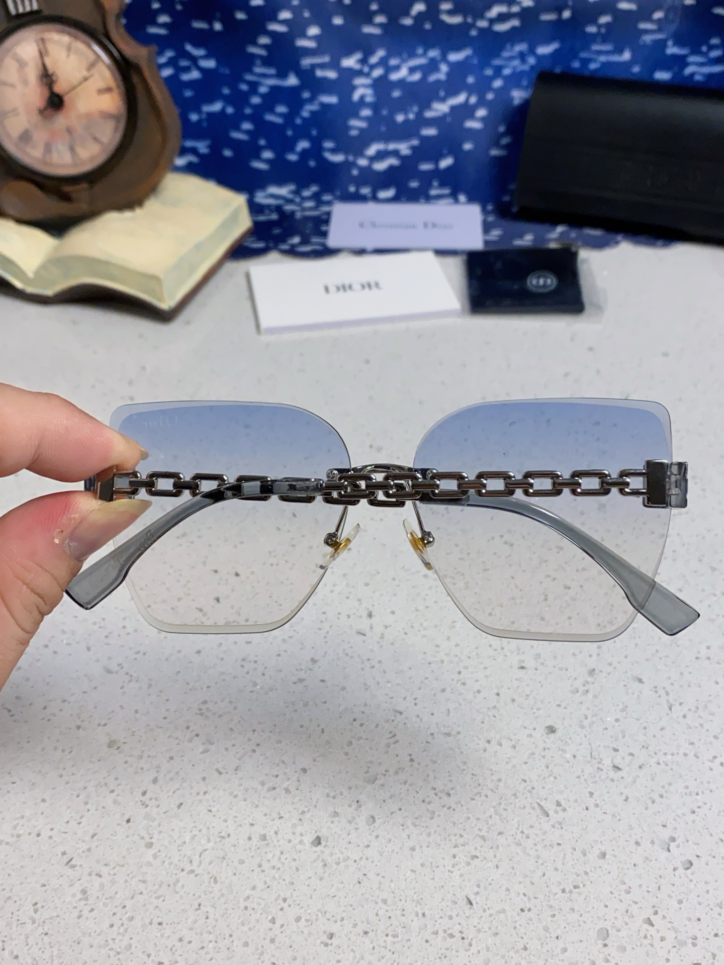 DIOR ディオール サングラス チェーンデザイン 大顔用 防紫外線 駐車場用 偏光 レディース 全4色 - 画像 8