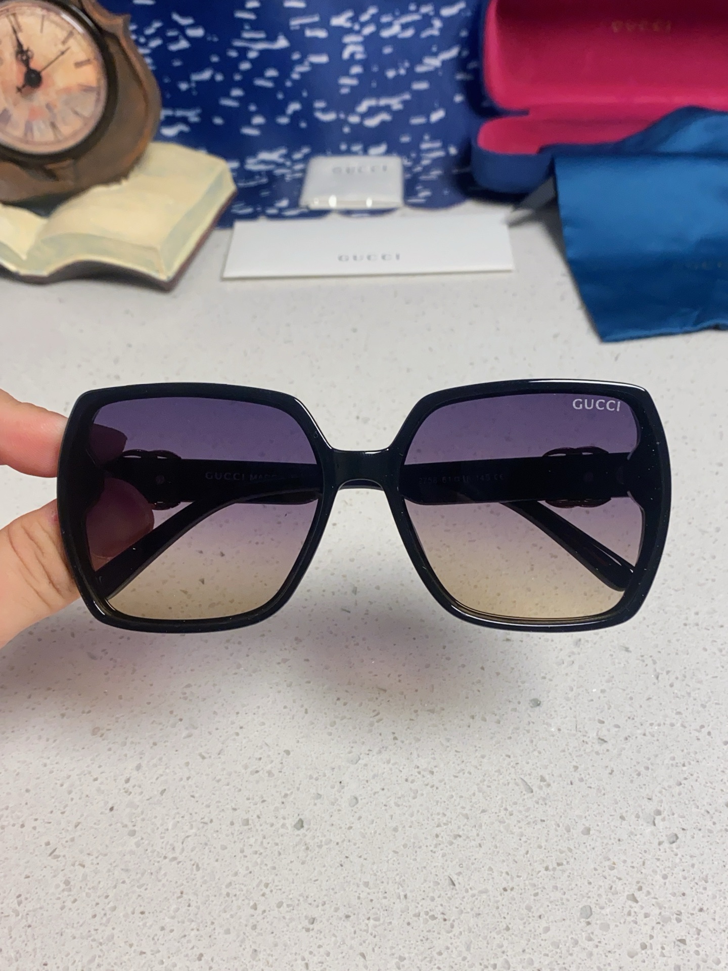 GUCCI グッチ サングラス レディース 2025年新作 おしゃれ 大判 ブラック 多色展開 - 画像 6