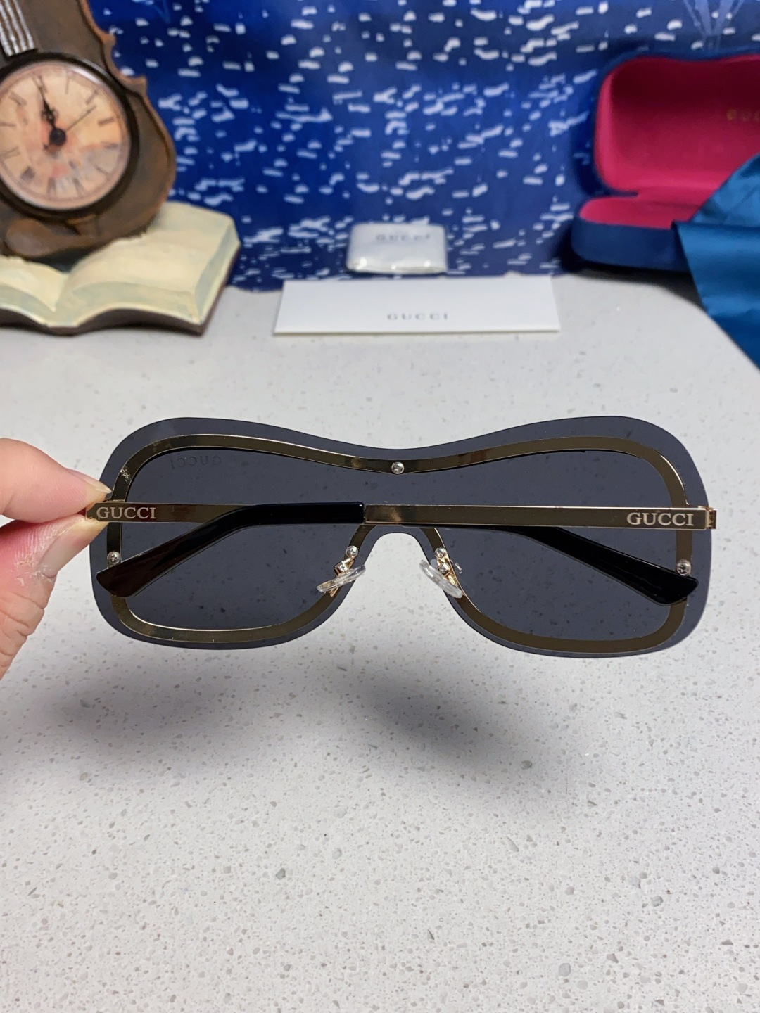 GUCCI グッチ サングラス 2025年新作 サイボーグ風 フューチャー メタルフレーム 驾驶用 メンズ レディース ブラック 多色展開 - 画像 8