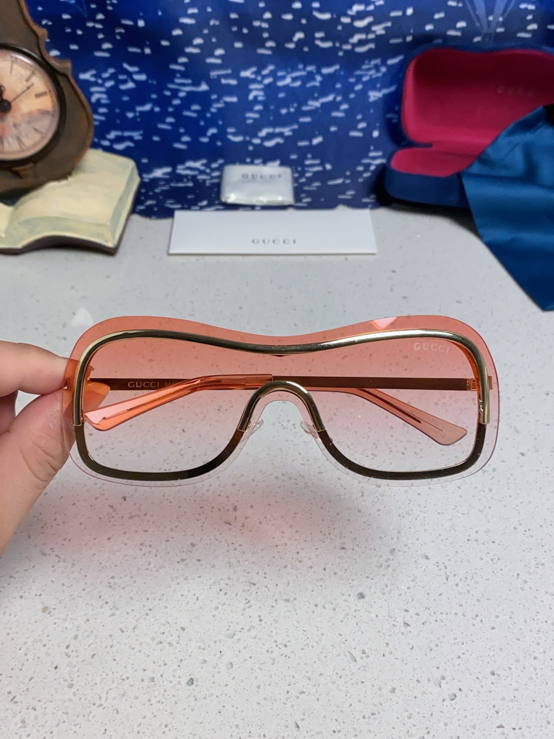 GUCCI グッチ サングラス フェイスガード型 男性 女性 メンズ レディース ピンク 多色展開 - 画像 7