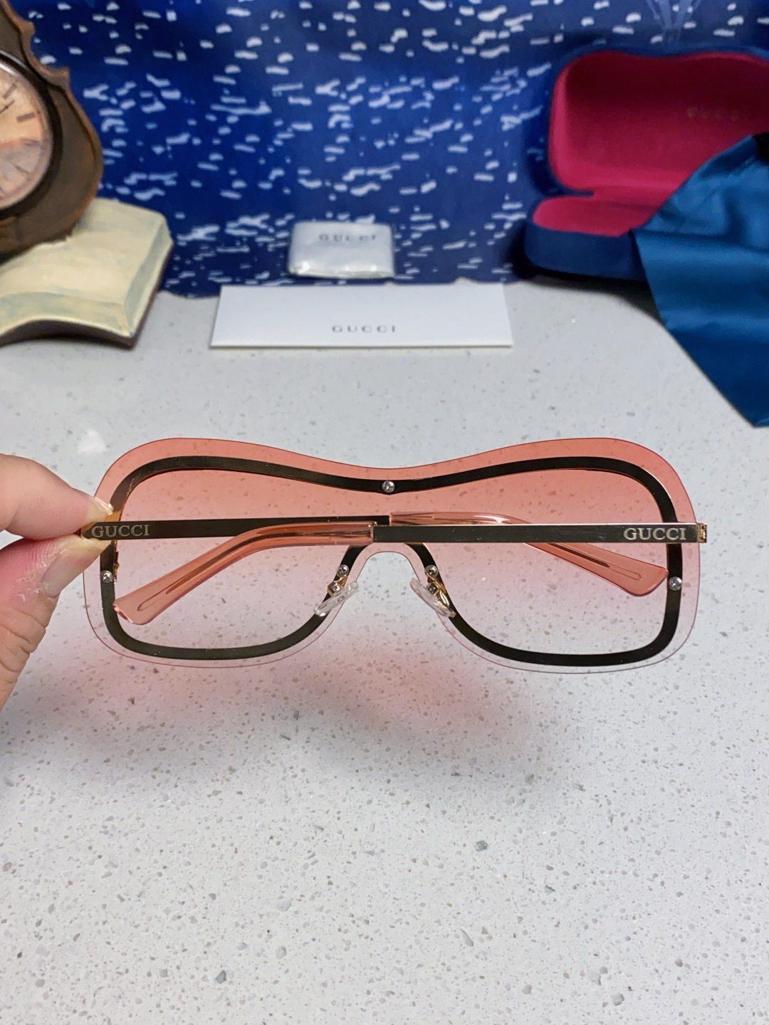 GUCCI グッチ サングラス フェイスガード型 男性 女性 メンズ レディース ピンク 多色展開 - 画像 8