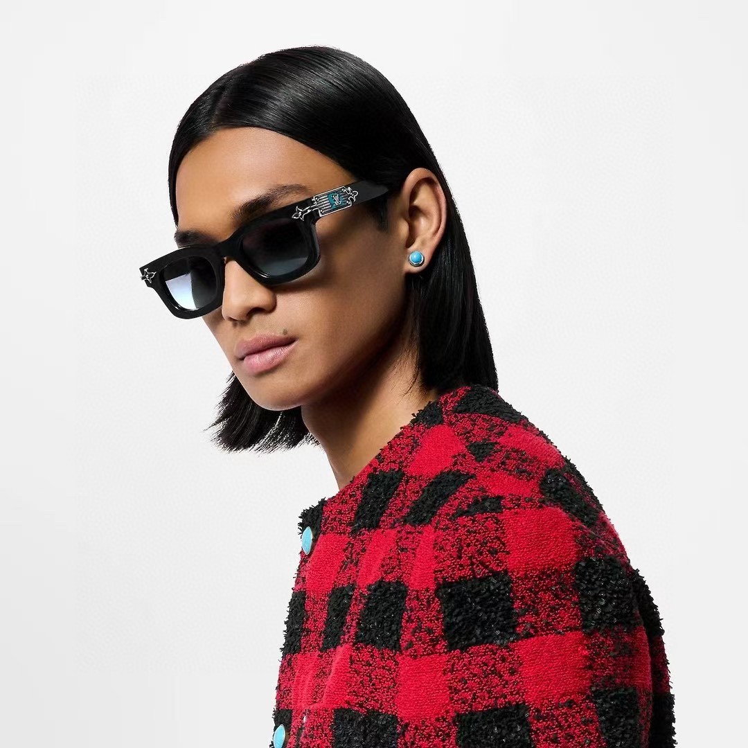 LOUIS VUITTON ルイヴィトン サングラス メンズ レディース ブラック ブルー レトロ フレーム 31370 - 画像 7