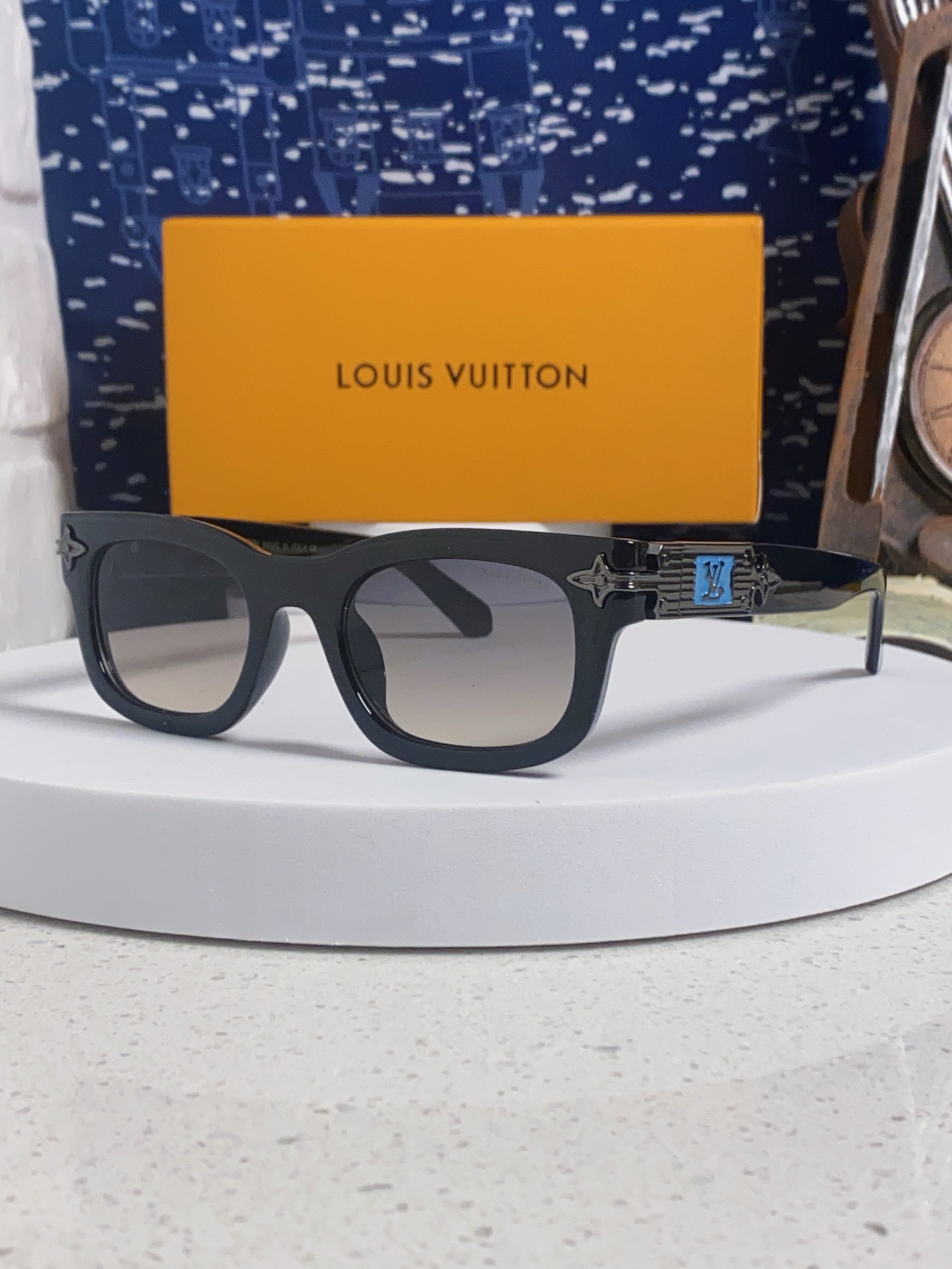 LOUIS VUITTON ルイヴィトン サングラス メンズ レディース ブラック ブルー レトロ フレーム 31370 - 画像 8
