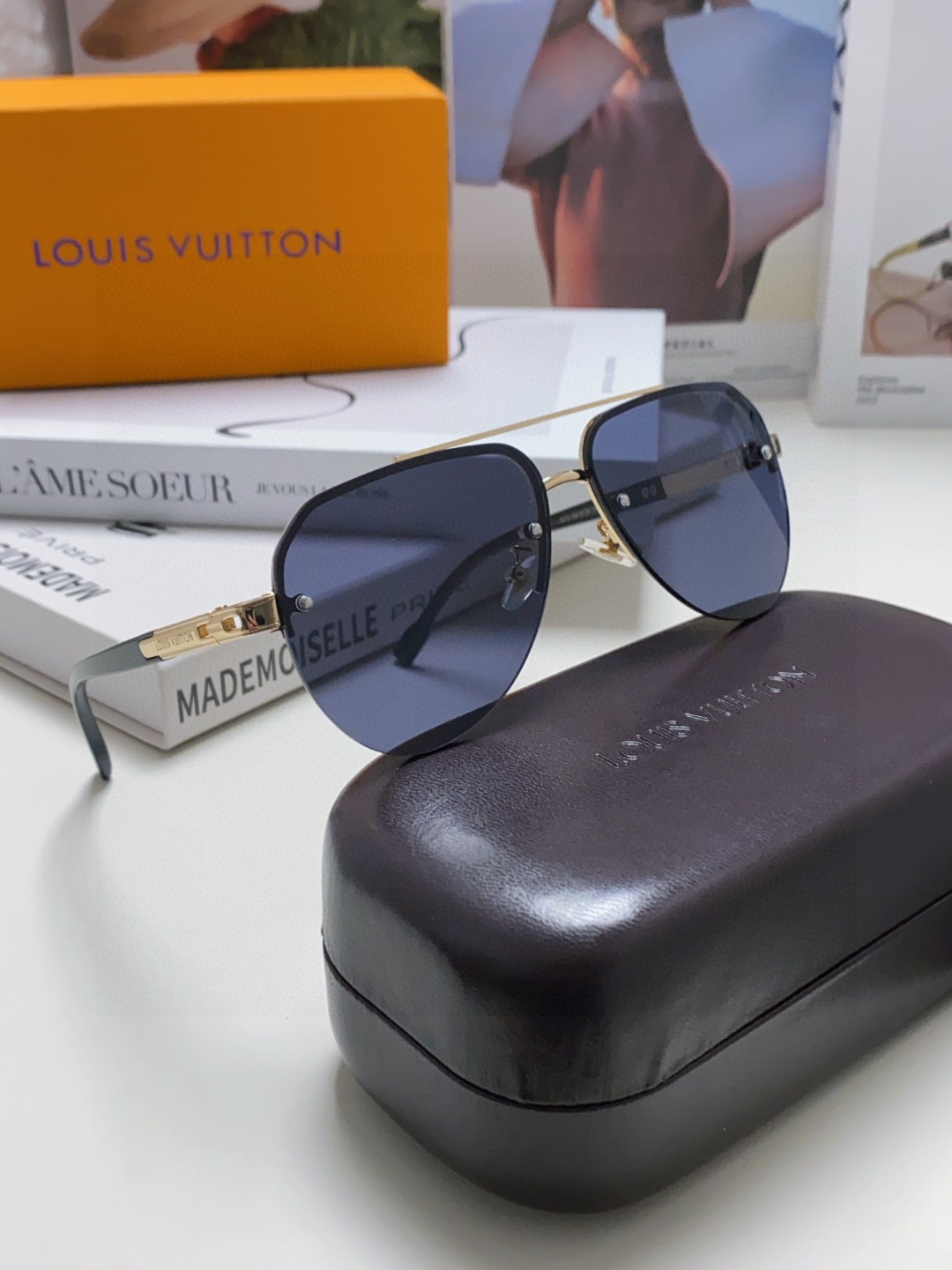 LOUIS VUITTON ルイヴィトン メタルフレーム サングラス フライトグラス 男女兼用 防紫外線 ブラック ブラウン グリーン シルバー ブラックゴールド 多色展開 - 画像 9