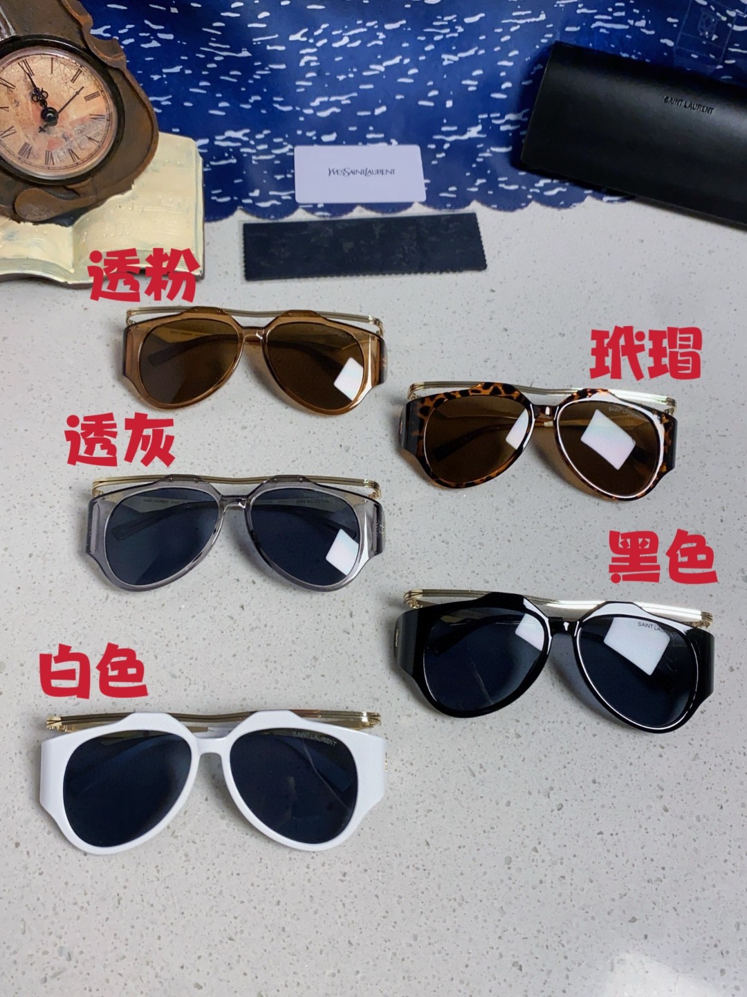 SAINT LAURENT サンローラン サングラス フレーム付き 3D立体 フレームデザイン メンズ レディース ホワイト 多色展開 - 画像 3