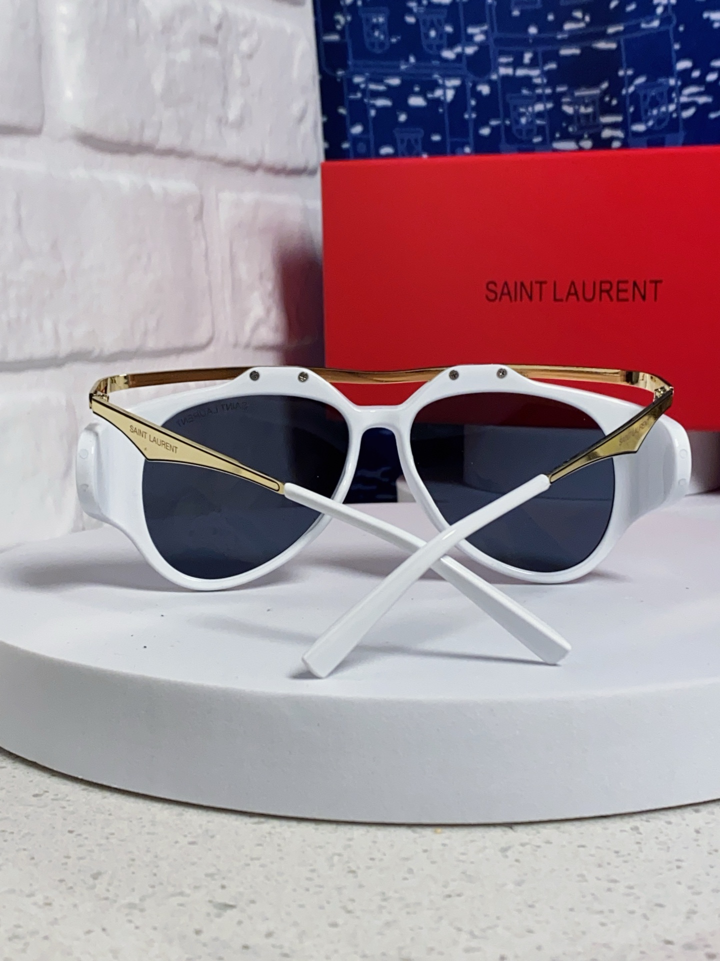 SAINT LAURENT サンローラン サングラス フレーム付き 3D立体 フレームデザイン メンズ レディース ホワイト 多色展開 - 画像 5