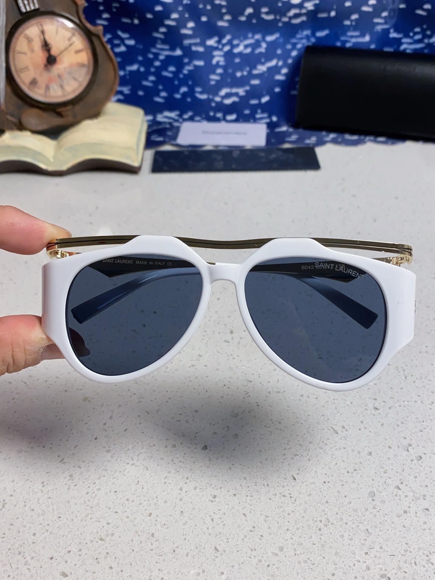 SAINT LAURENT サンローラン サングラス フレーム付き 3D立体 フレームデザイン メンズ レディース ホワイト 多色展開 - 画像 6