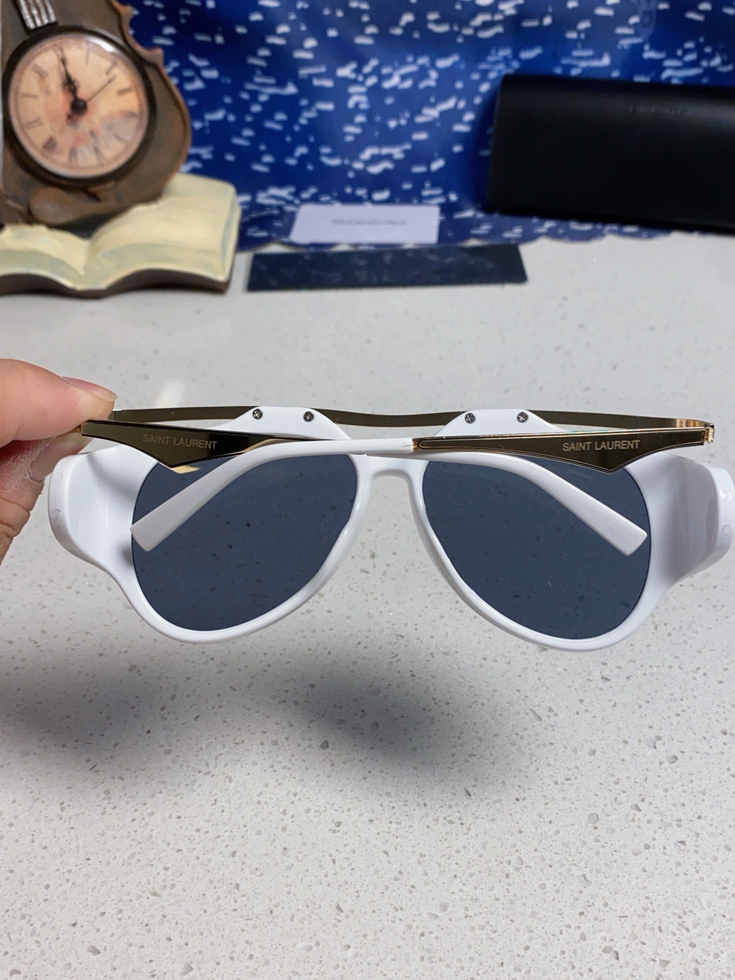 SAINT LAURENT サンローラン サングラス フレーム付き 3D立体 フレームデザイン メンズ レディース ホワイト 多色展開 - 画像 7