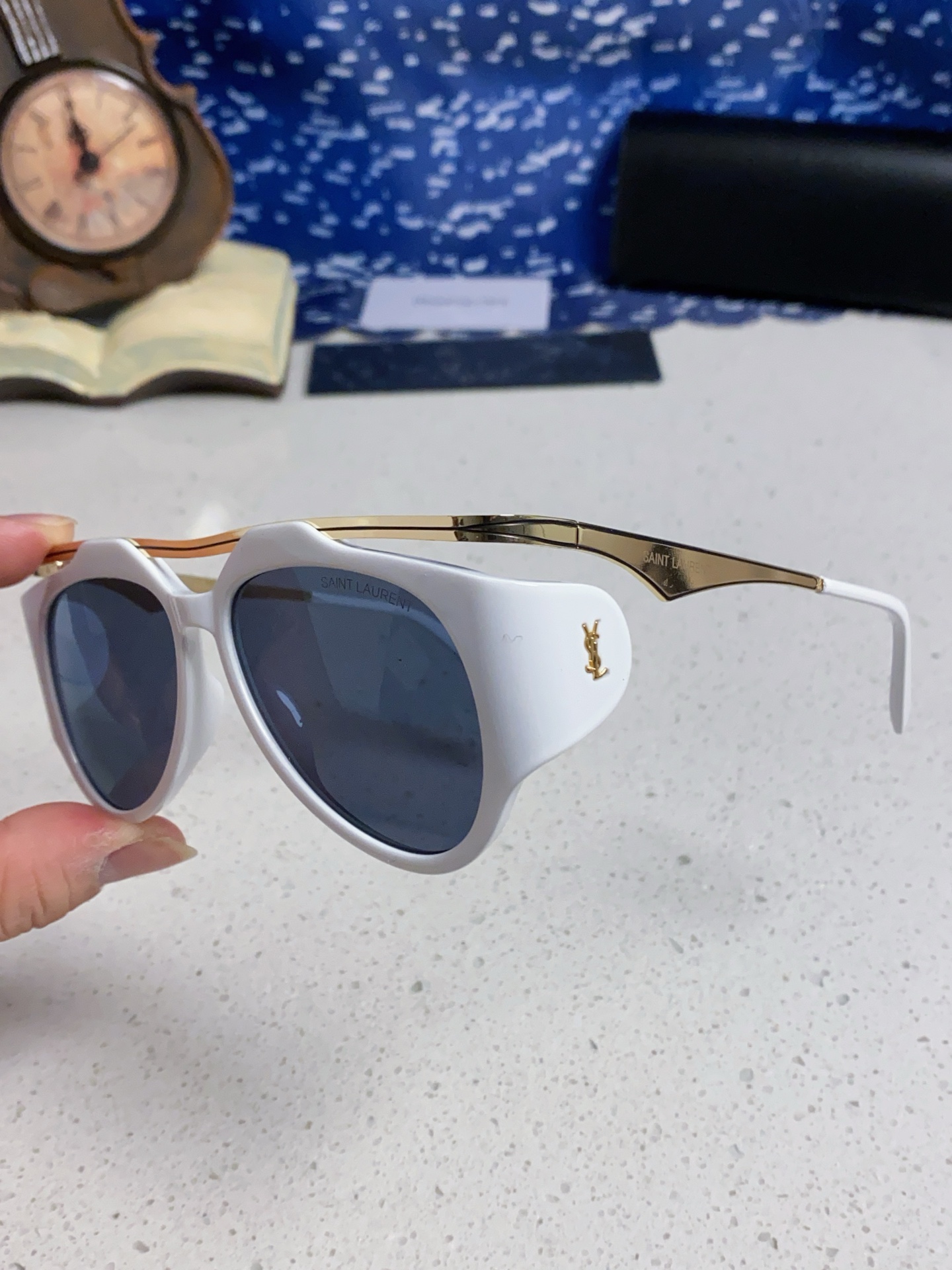 SAINT LAURENT サンローラン サングラス フレーム付き 3D立体 フレームデザイン メンズ レディース ホワイト 多色展開 - 画像 8