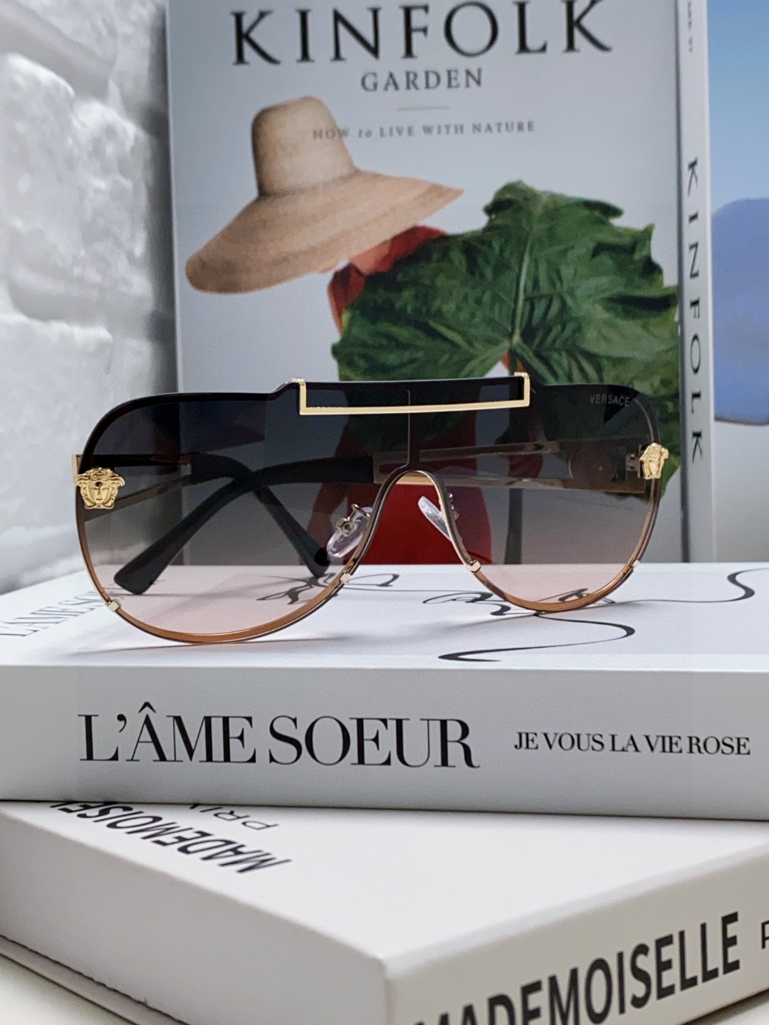 VERSACE ヴェルサーチ メガネ サングラス メガネ メガネ 楕円型 防曇 大きい メンズ レディース ブラック ブラウン ピンク ベージュ 4色展開 - 画像 3