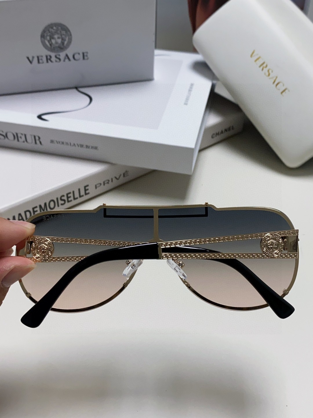 VERSACE ヴェルサーチ メガネ サングラス メガネ メガネ 楕円型 防曇 大きい メンズ レディース ブラック ブラウン ピンク ベージュ 4色展開 - 画像 6