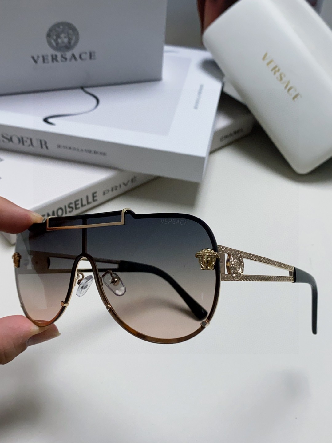 VERSACE ヴェルサーチ メガネ サングラス メガネ メガネ 楕円型 防曇 大きい メンズ レディース ブラック ブラウン ピンク ベージュ 4色展開 - 画像 7