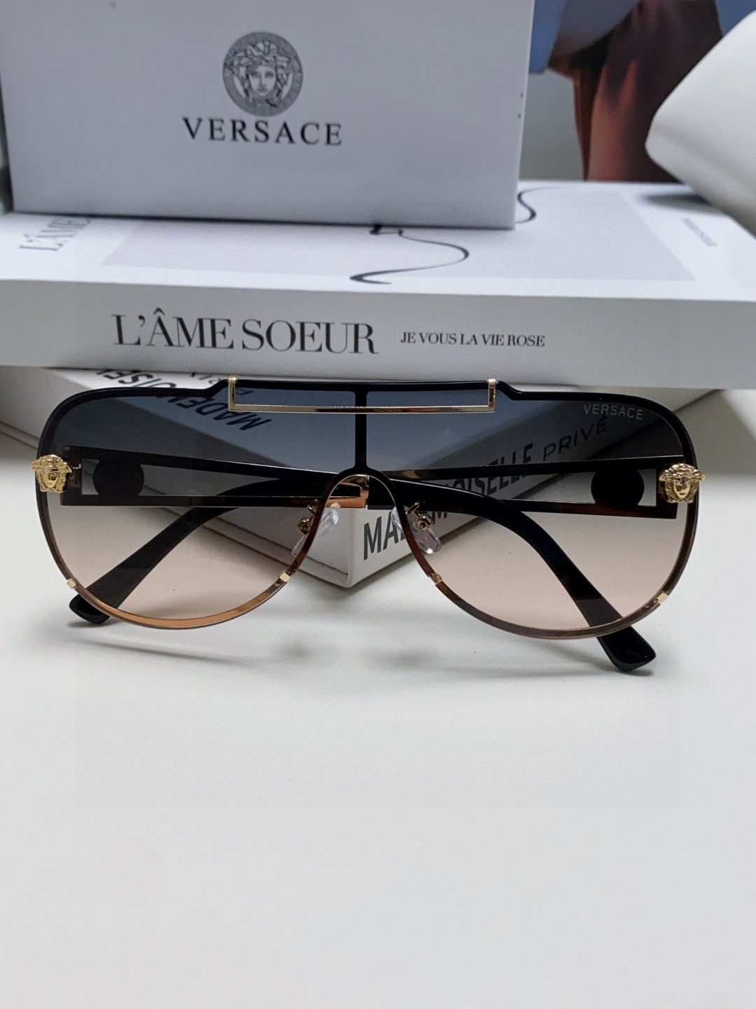 VERSACE ヴェルサーチ メガネ サングラス メガネ メガネ 楕円型 防曇 大きい メンズ レディース ブラック ブラウン ピンク ベージュ 4色展開 - 画像 8