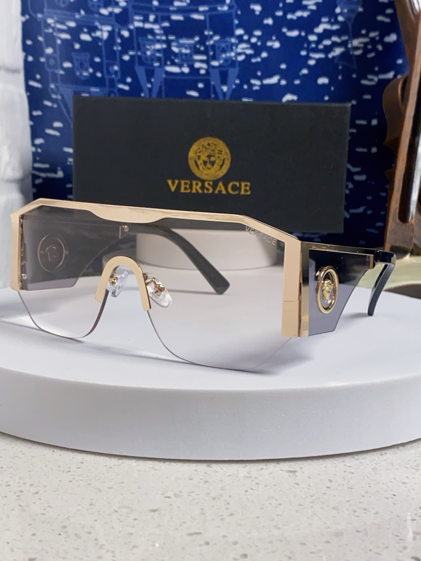 VERSACE ヴェルサセ サングラス メタル ブランド フレーム UVカット 軽量 通勤 メンズ レディース 多色展開