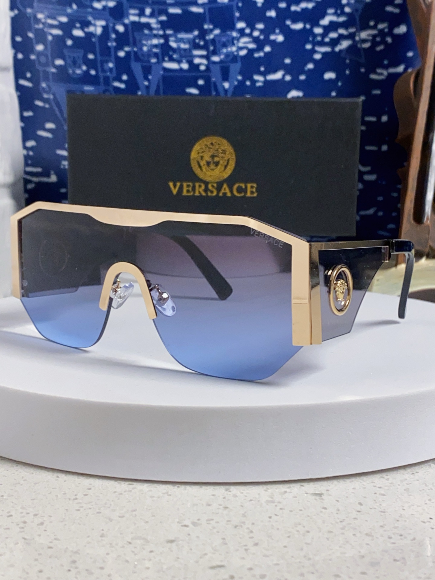 VERSACE ヴェルサーチ サングラス メンズ レディース 逆さまガラス メダリオン サングラス ブルーレンズ 両面仕様 多色展開