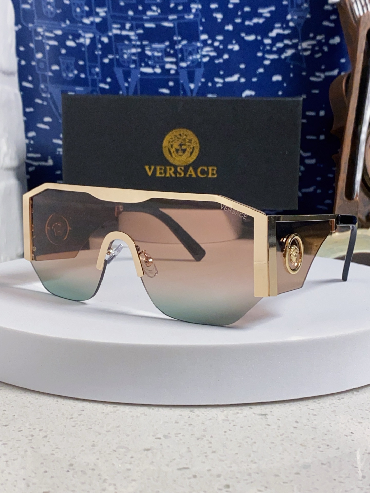 VERSACE ヴェルサーチ サングラス メタルフレーム 20254 フラットシェイプ 防紫外線 ショップスタイル メンズ レディース 多色展開