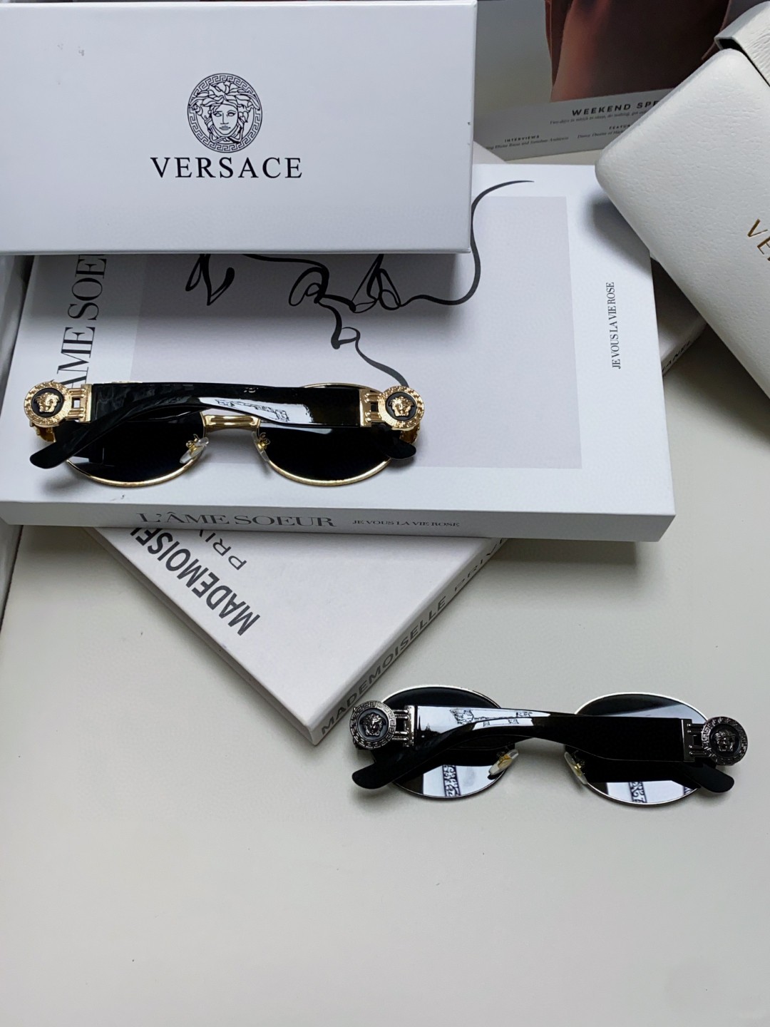 P135 Versace范思哲 新款太阳眼镜墨镜复古椭圆时尚欧美明星同款休闲墨镜男女 VES71 - 画像 2