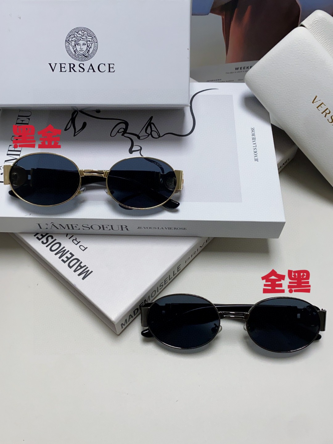 VERSACE ヴェルサーチ サングラス メガネ型 メンズ レディース フラットサングラス 35mm ブラック グリーン メダリオン フレーム 35mm 全2色 - 画像 2