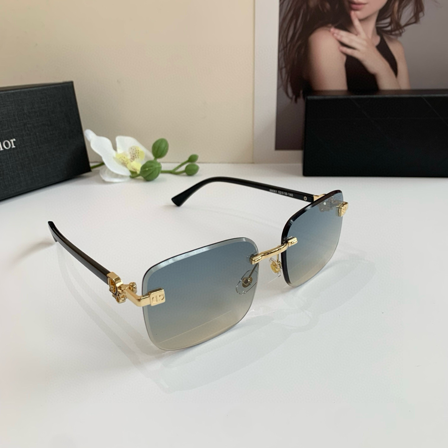 Dior ディオール フレームレスサングラス 68061 52□18-140 偏光 メンズ レディース グラデーション ブラック ホワイト 2色展開