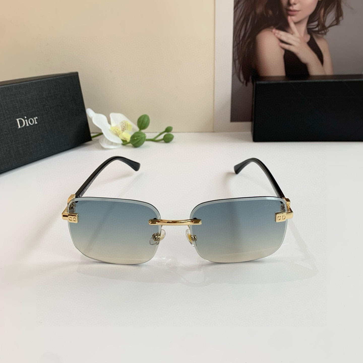Dior ディオール フレームレスサングラス 68061 52□18-140 偏光 メンズ レディース グラデーション ブラック ホワイト 2色展開 - 画像 4