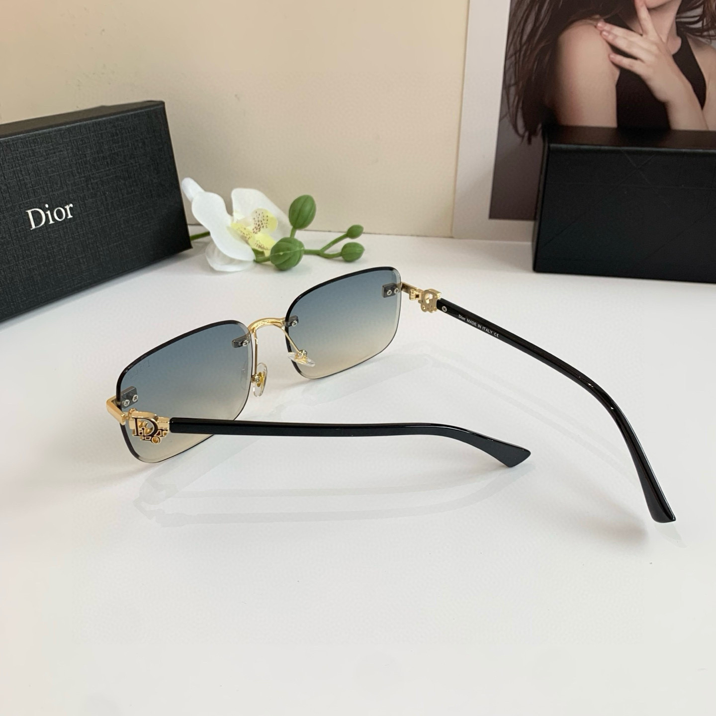 Dior ディオール フレームレスサングラス 68061 52□18-140 偏光 メンズ レディース グラデーション ブラック ホワイト 2色展開 - 画像 7