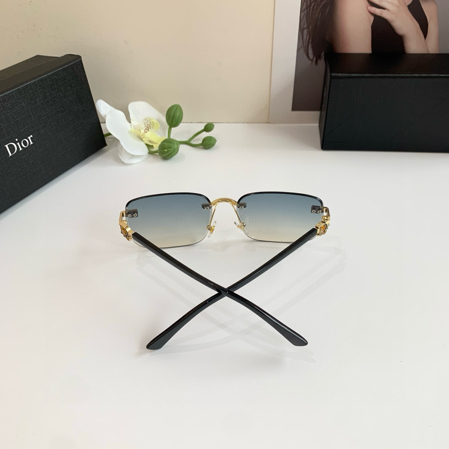 Dior ディオール フレームレスサングラス 68061 52□18-140 偏光 メンズ レディース グラデーション ブラック ホワイト 2色展開 - 画像 8