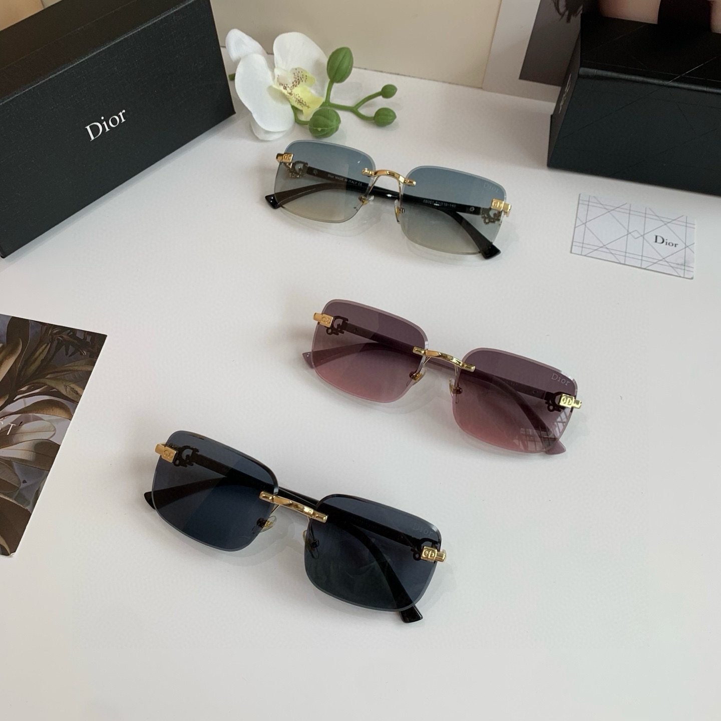 Dior ディオール フレームレスサングラス 68061 52□18-140 偏光 メンズ レディース グラデーション ブラック ホワイト 2色展開 - 画像 9