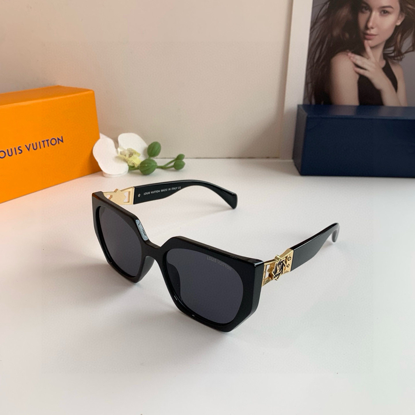 LOUIS VUITTON ルイヴィトン サングラス P135LV フレーム サングラス ブラック 9682 55□20-139 - 画像 3