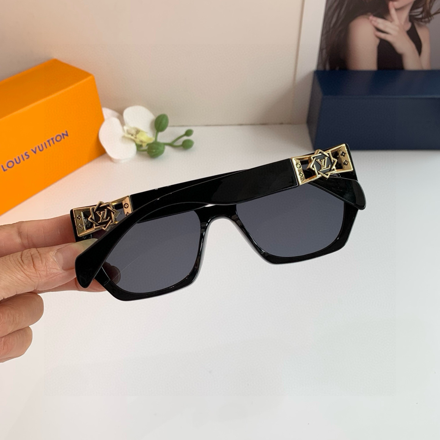 LOUIS VUITTON ルイヴィトン サングラス P135LV フレーム サングラス ブラック 9682 55□20-139 - 画像 6