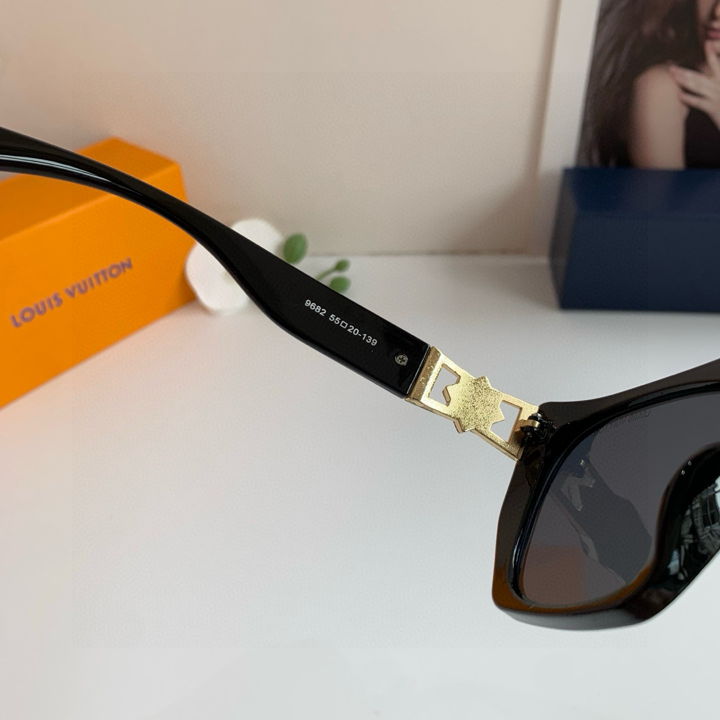 LOUIS VUITTON ルイヴィトン サングラス P135LV フレーム サングラス ブラック 9682 55□20-139 - 画像 7