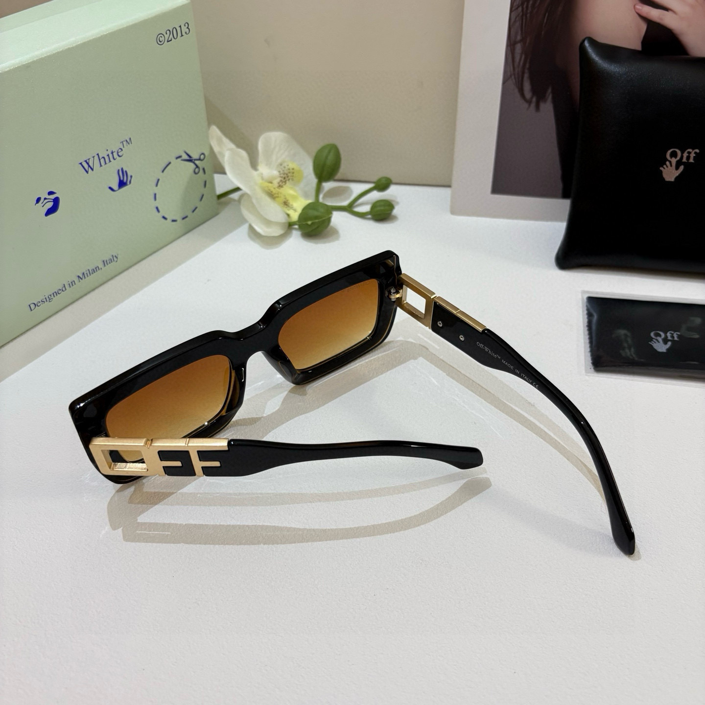 Off-White オフホワイト サングラス メンズ レディース ブラック ゴールド レイズ オフホワイト オフホワイト メガネ サングラス 3D加工 シルバー グラス 10000YEN - 画像 7