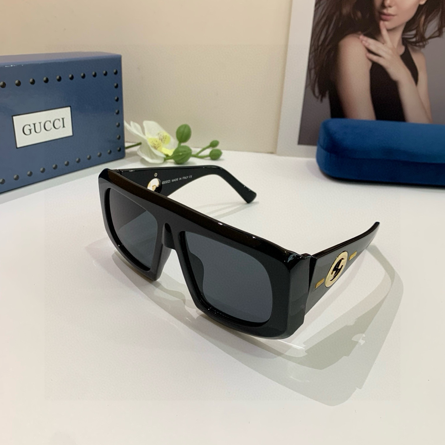 GUCCI グッチ サングラス フレーム太め 7008 53□17-130 ブラック - 画像 2