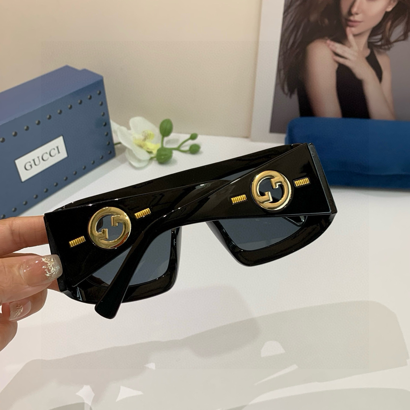 GUCCI グッチ サングラス フレーム太め 7008 53□17-130 ブラック - 画像 5