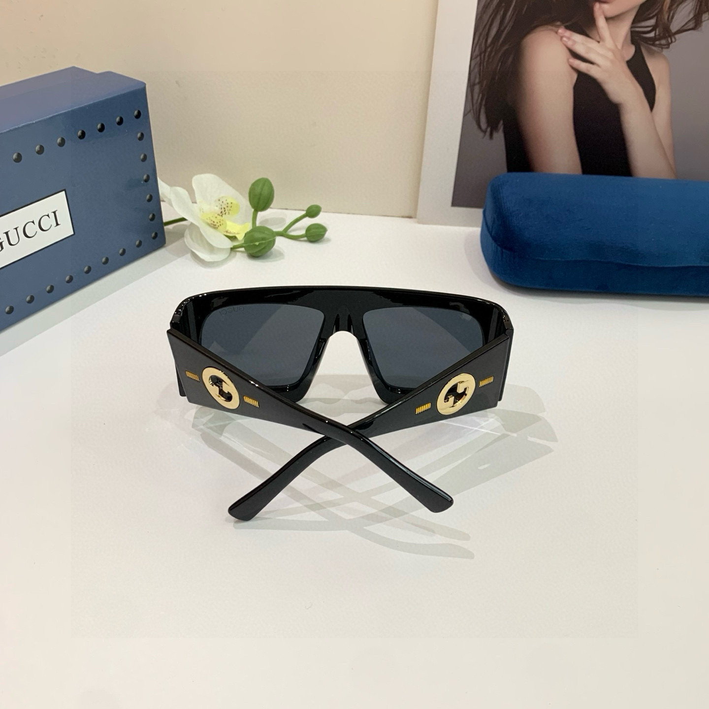 GUCCI グッチ サングラス フレーム太め 7008 53□17-130 ブラック - 画像 9