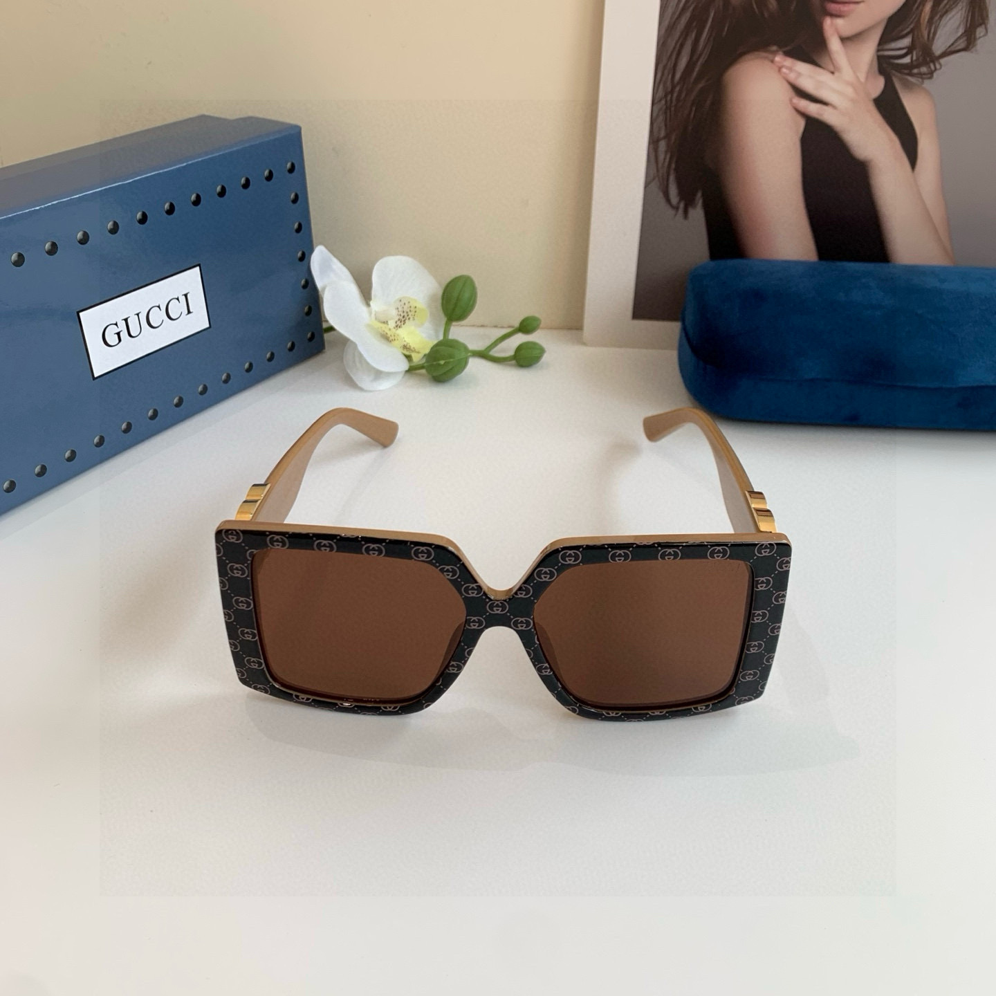 GUCCI グッチ サングラス フレーム メンズ レディース シンプル おしゃれ ブラック ブラウン - 画像 3