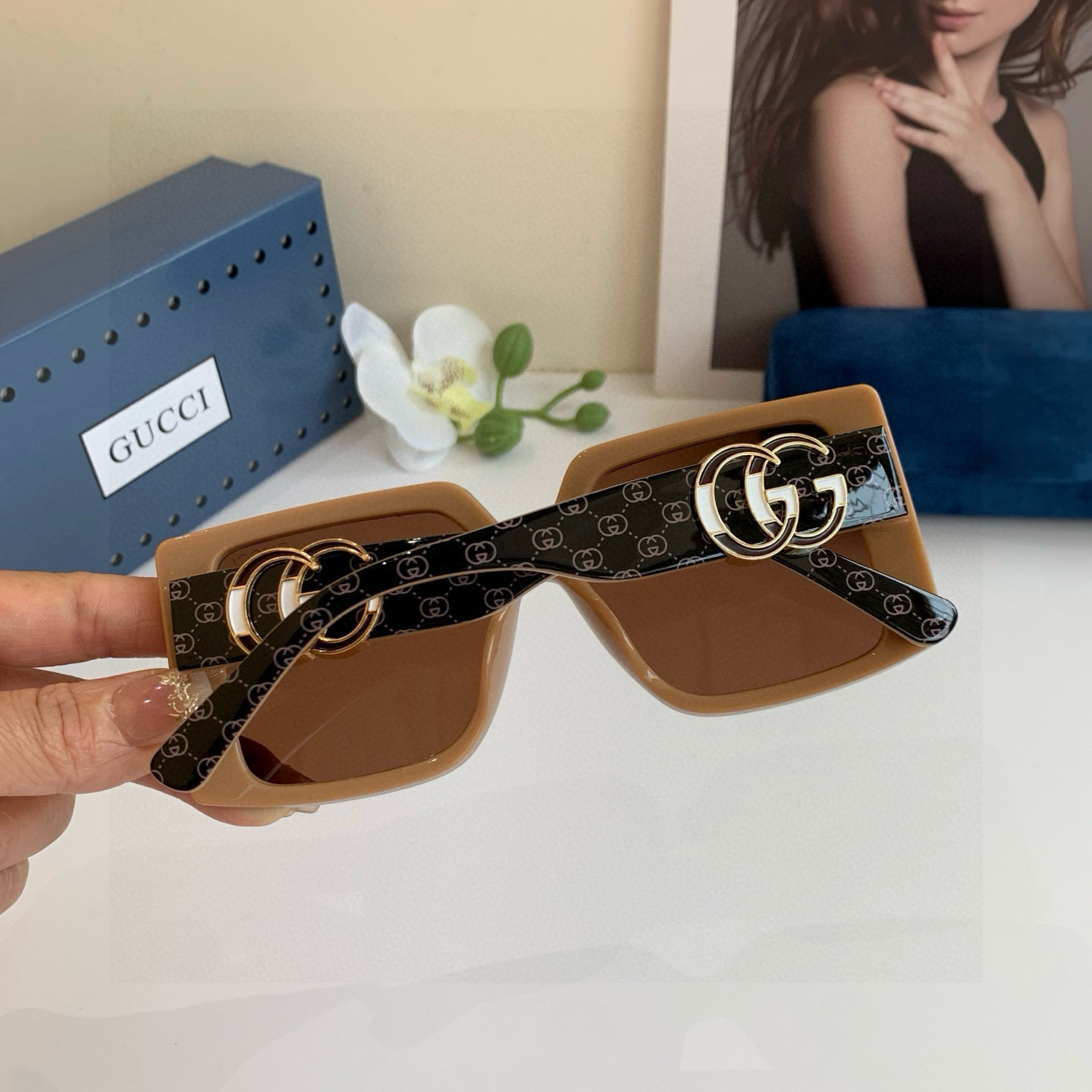 GUCCI グッチ サングラス フレーム メンズ レディース シンプル おしゃれ ブラック ブラウン - 画像 4