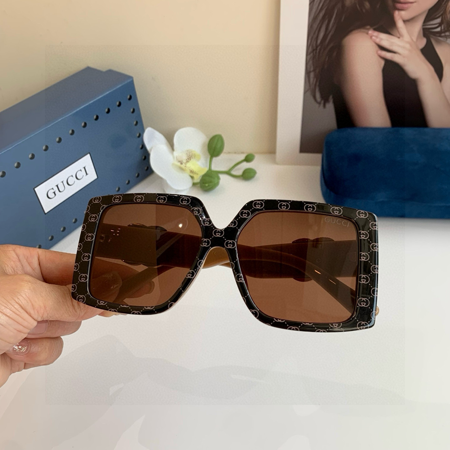 GUCCI グッチ サングラス フレーム メンズ レディース シンプル おしゃれ ブラック ブラウン - 画像 5