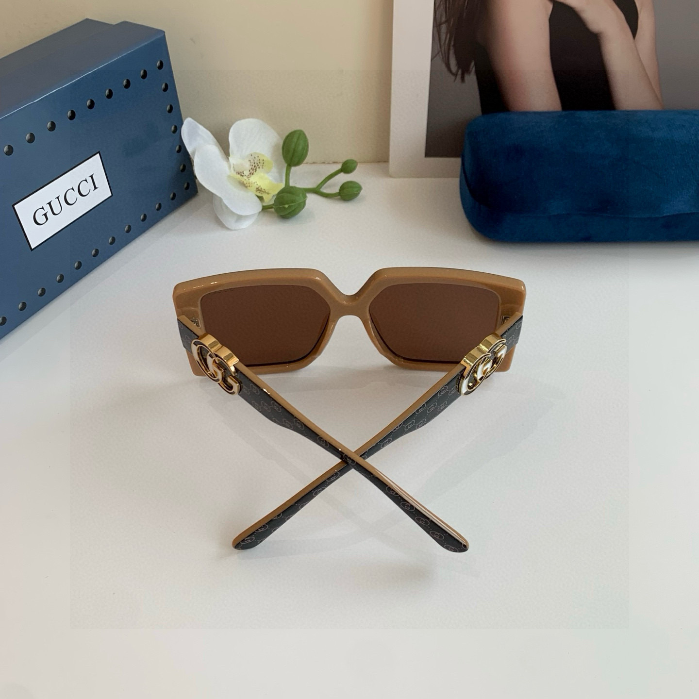GUCCI グッチ サングラス フレーム メンズ レディース シンプル おしゃれ ブラック ブラウン - 画像 7