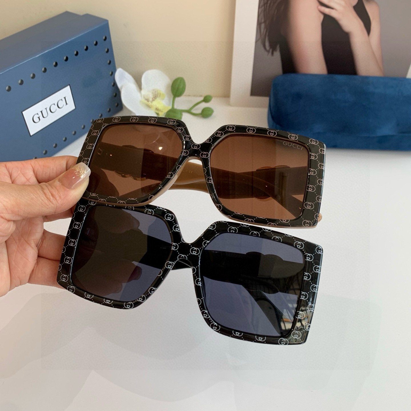 GUCCI グッチ サングラス フレーム メンズ レディース シンプル おしゃれ ブラック ブラウン - 画像 9